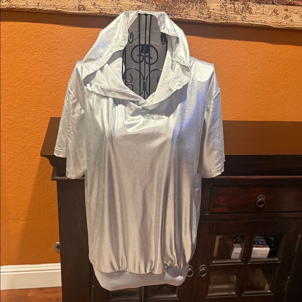 Medium / Large Silver Women's Top Hoodie
